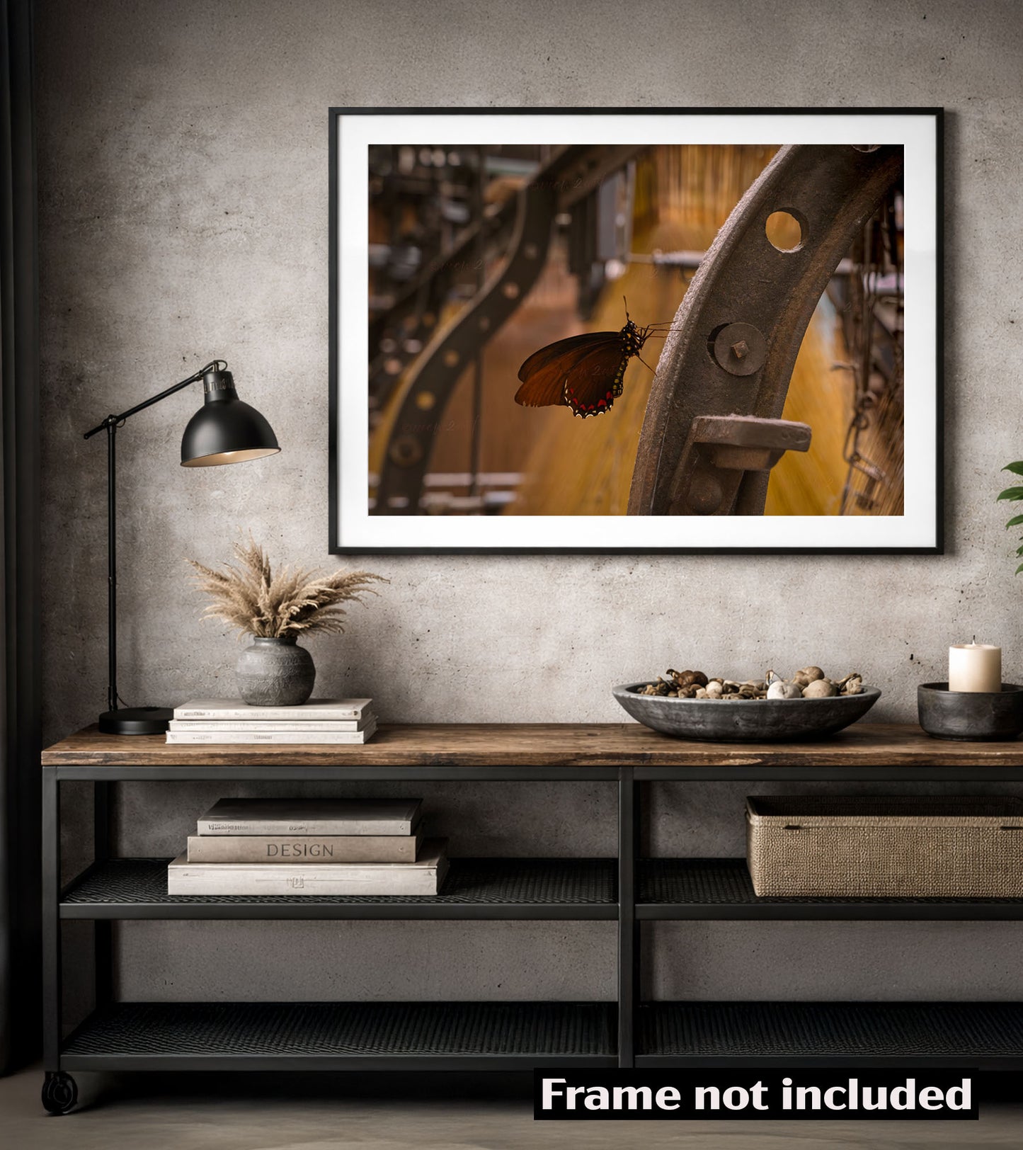 Industrial Metamorphosis Surreal Butterfly Art in Textile Factory inspiration nature artwork sidetable