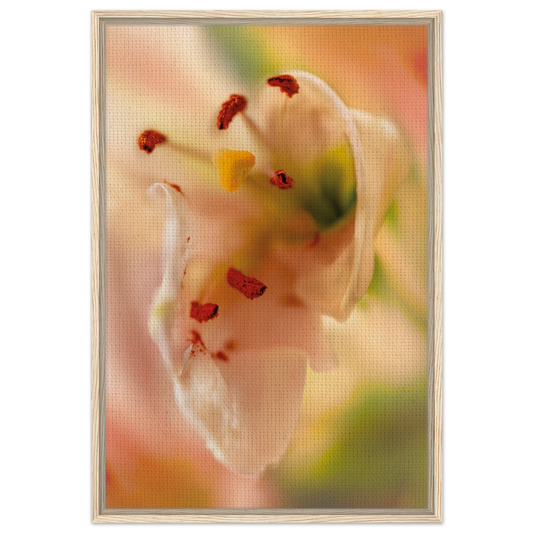 Close-up soft pink lily in dreamy green and rose  botanical artwork harmonious palette