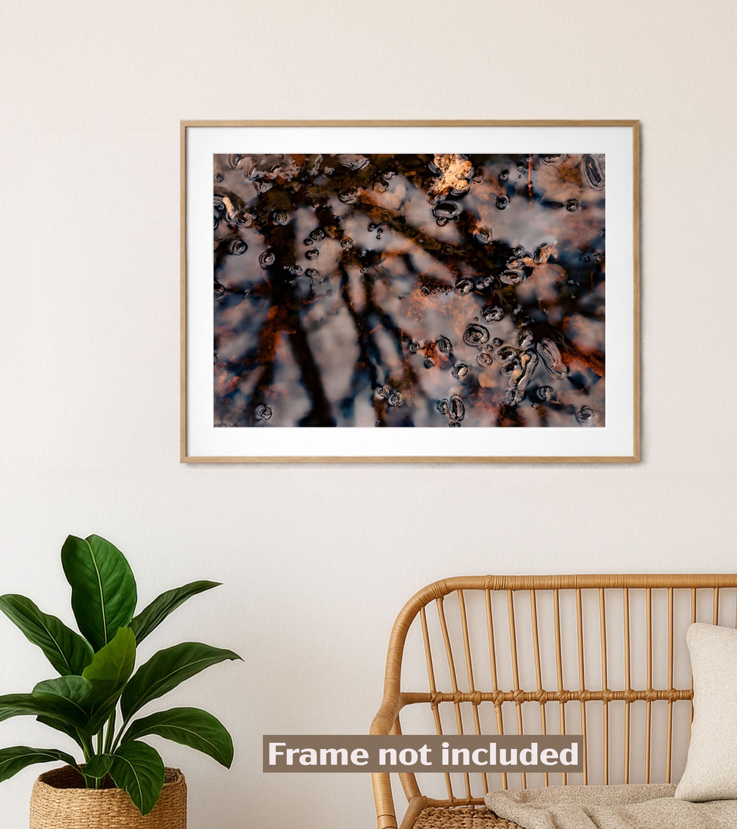 Dreamlike Pond Art Print with Swimmers, Nature wellness mindfull bohemian living