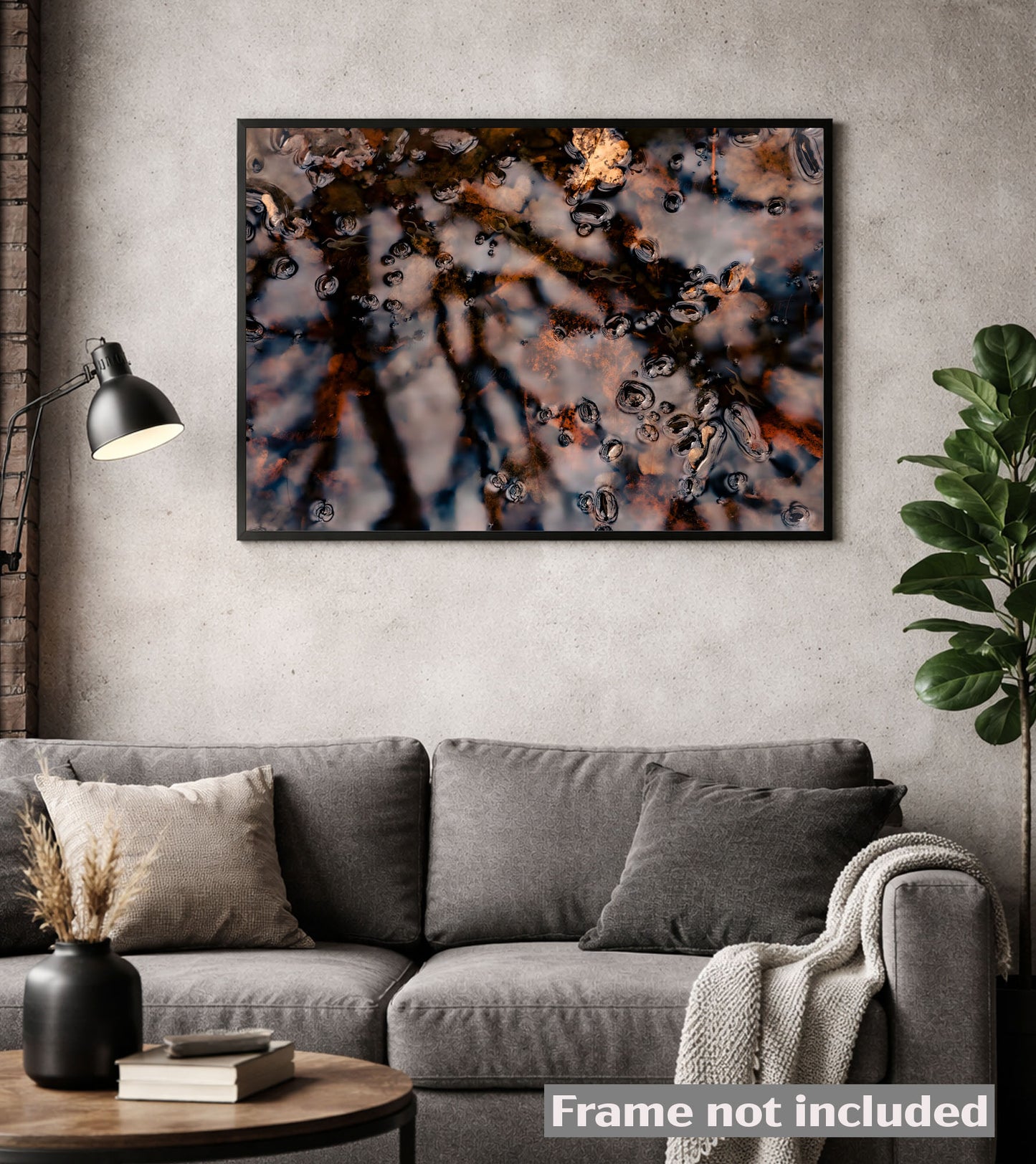 Dreamlike Pond Art Print with Swimmers, Nature wellness mindfull, in industrial living