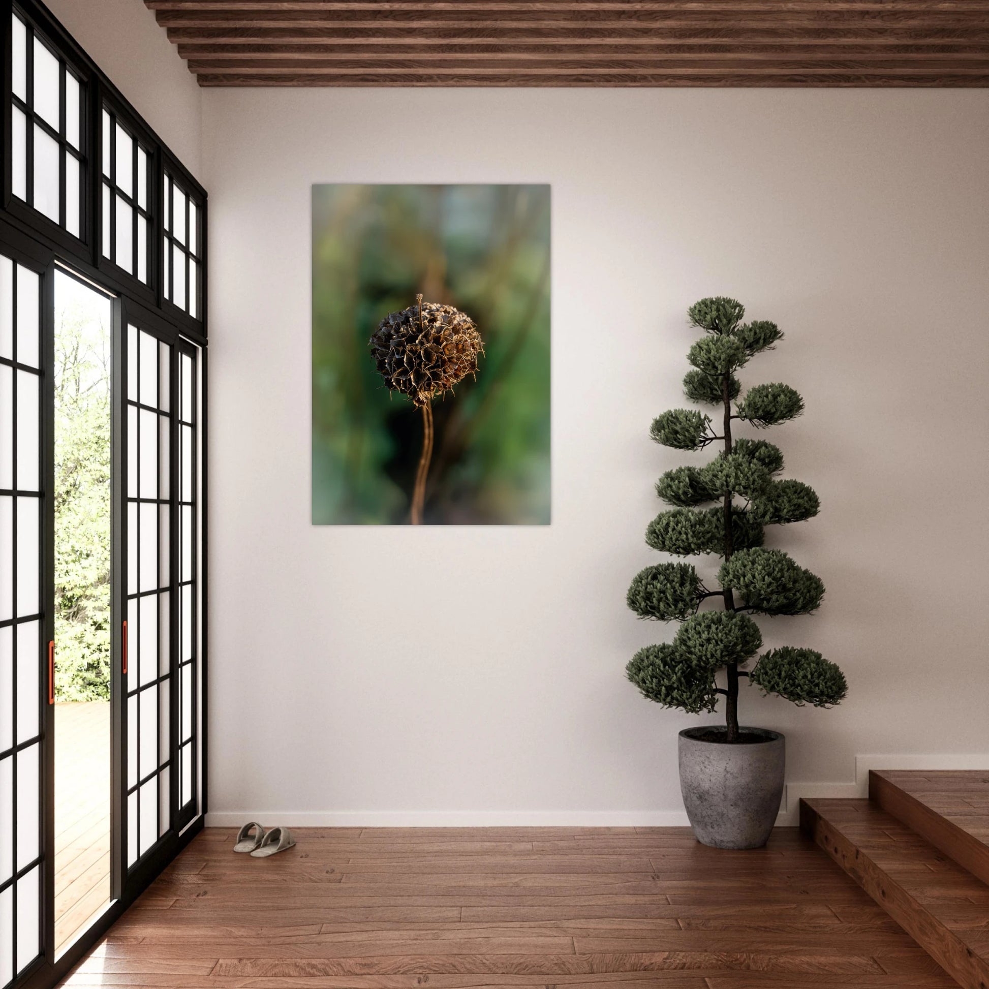 Jerusalem Sage Harmony – Surreal Botanical Art with Yoga and Sports Figures iron open doors
