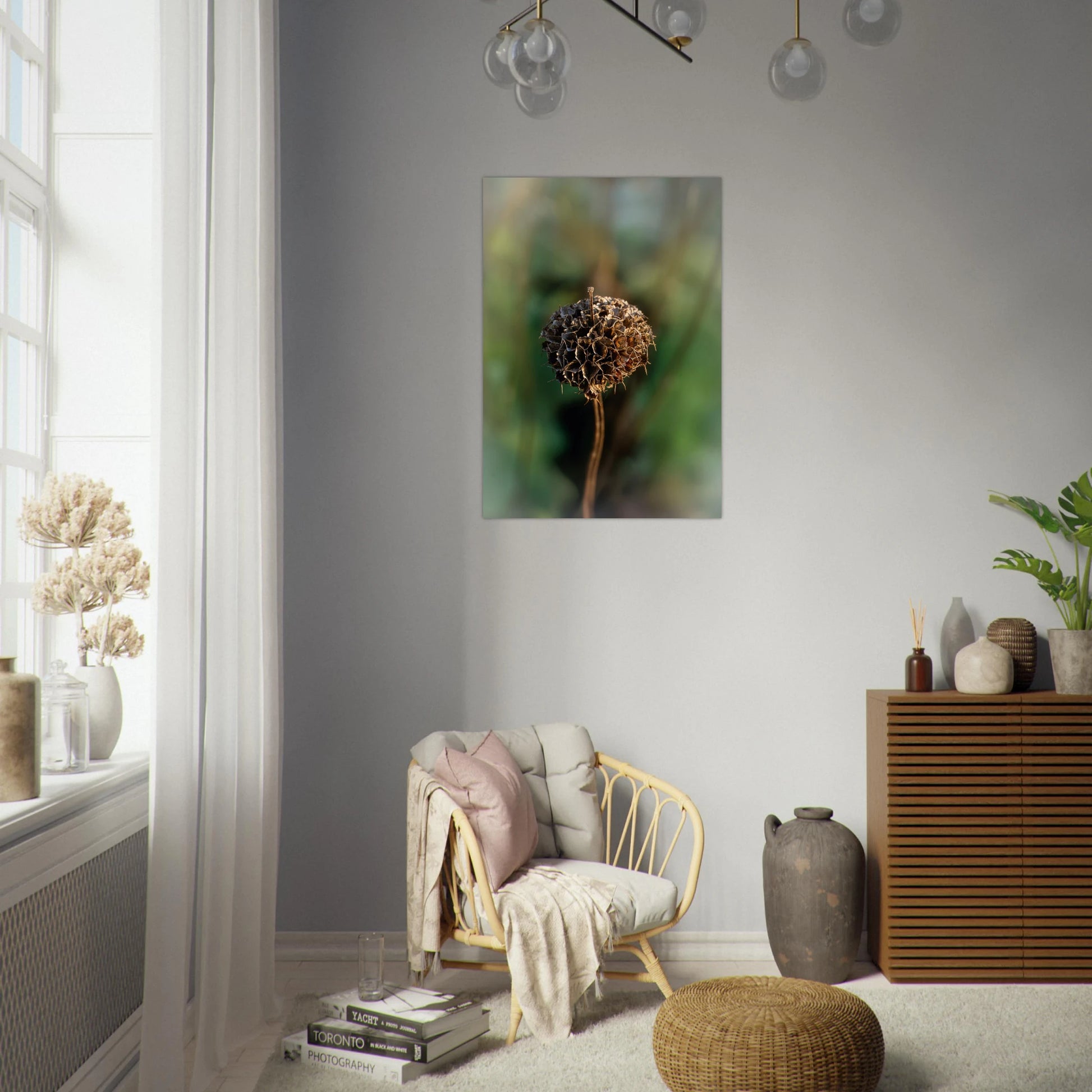 Jerusalem Sage Harmony – Surreal Botanical Art with Yoga and Sports Figures reading corner