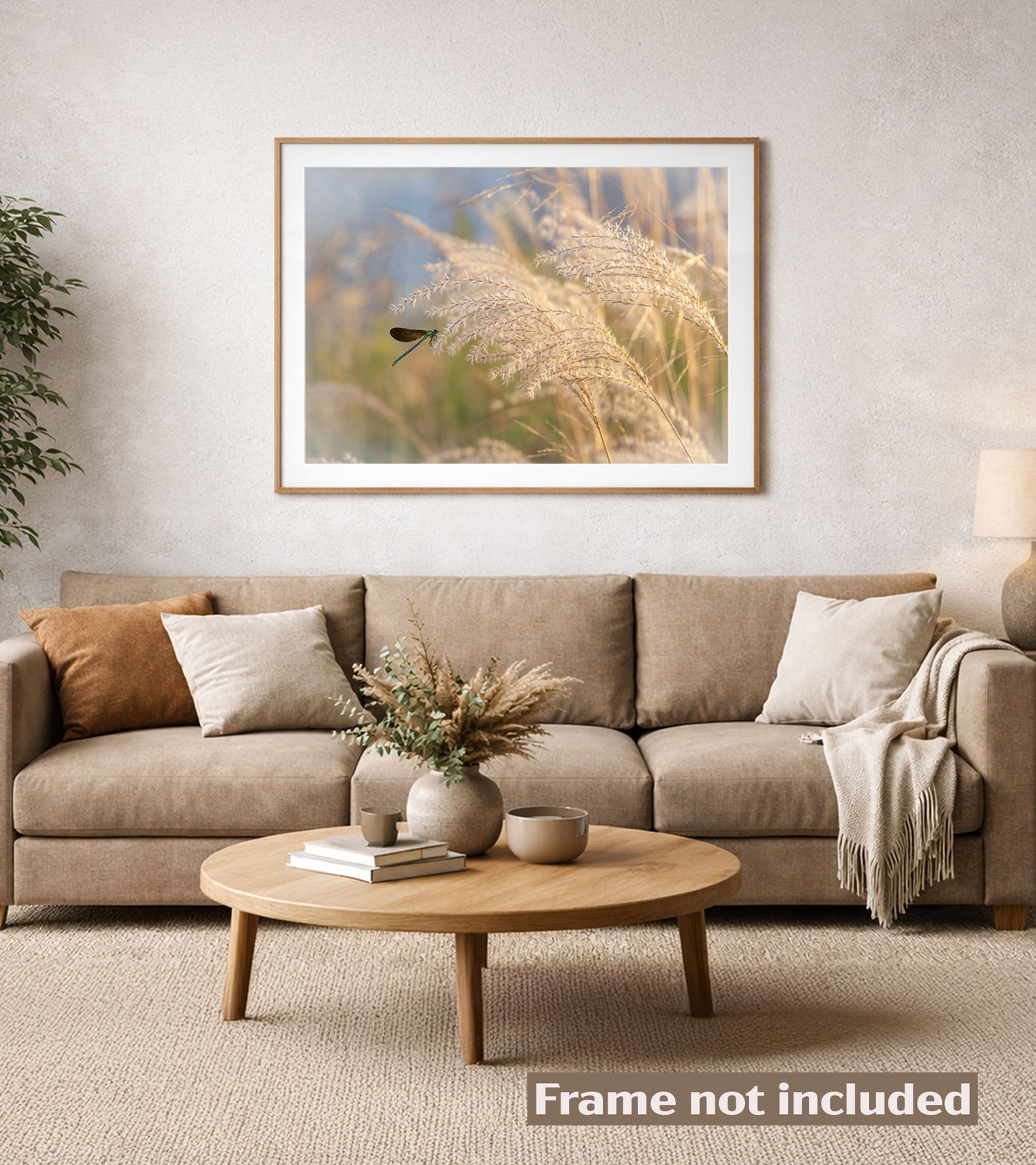 Pampas Flow Dragonfly Art in Soft Botanical Tones mindfullness in calm living 