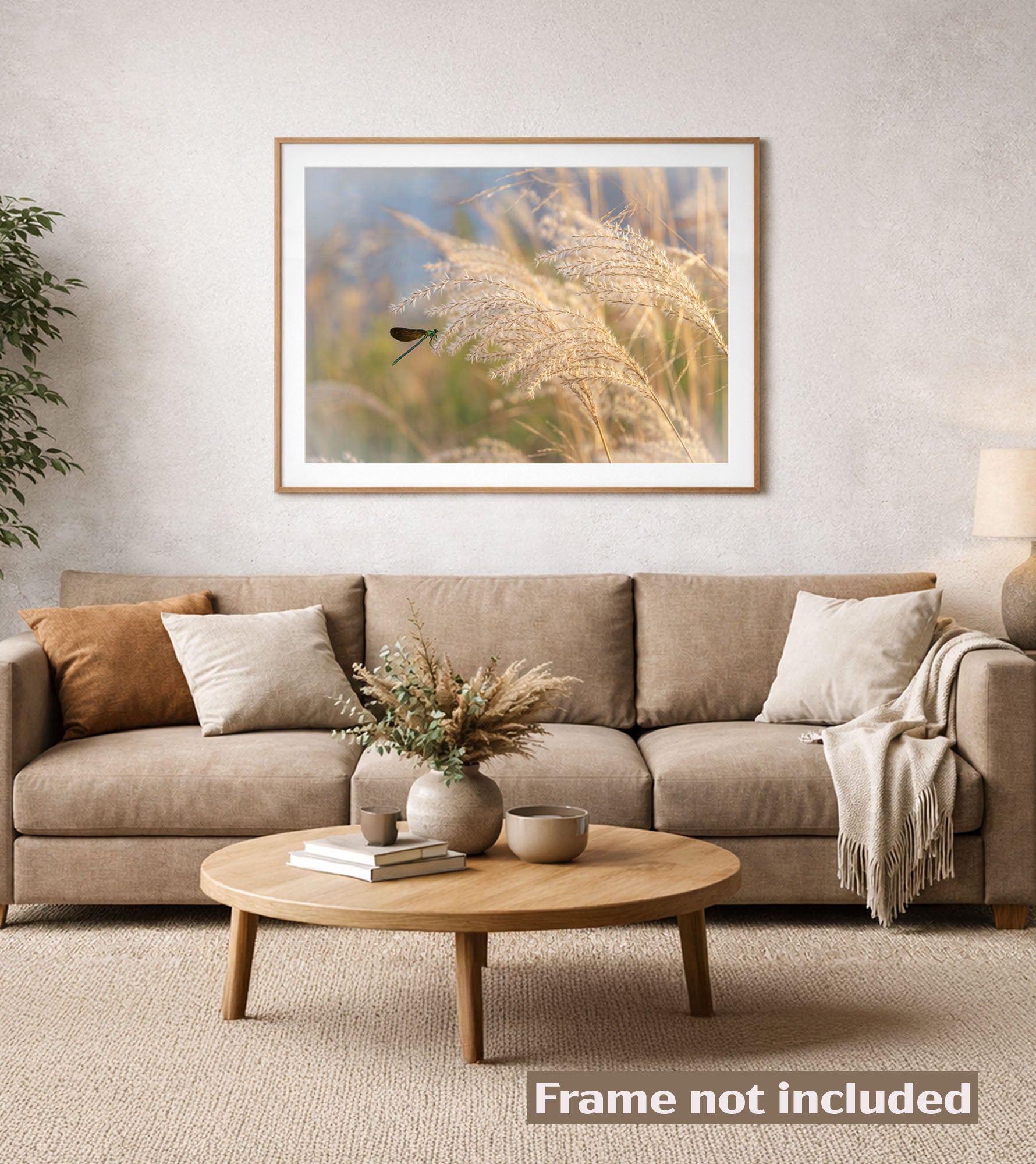 Pampas Flow Dragonfly Art in Soft Botanical Tones mindfullness in calm living 